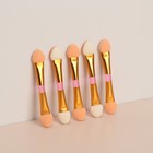 A set of applicators for shadows, double sided, 5pcs, 5.5 cm, color pink/gold