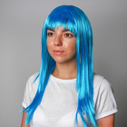 Карнавальный парик, длинные прямые волосы, цвет голубой, 120 г - фото 1719815