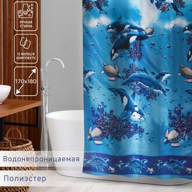 Штора для ванной комнаты Доляна «Морская», 180×170 см, полиэстер