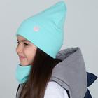 Шапка для девочки, цвет мятный, размер 54-58 - фото 797483045