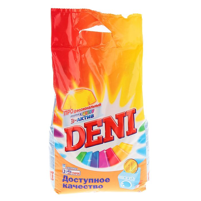 Порошок стиральный Deni 3-актив, стойкий цвет, 3 кг