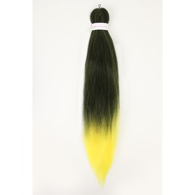 SIM-BRAIDS Канекалон двухцветный, гофрированный, 65 см, 90 гр, цвет болотный/жёлтый(#T1B/Yellow)