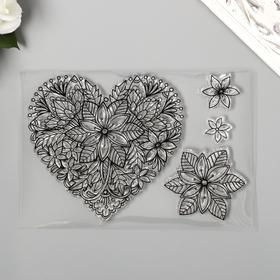 Штамп для творчества силикон "Цветочное сердце" 10х14,5 см