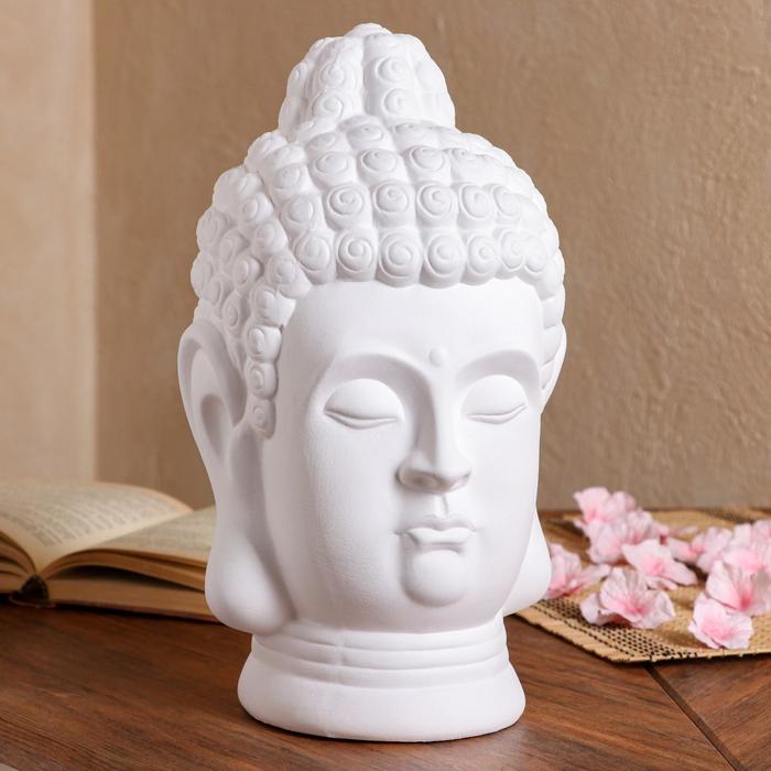 Копилка "Голова Будды", белая, керамика, 32 см - фото 1173805