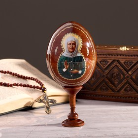 Сувенир Яйцо на подставке икона "Матрона Московская"