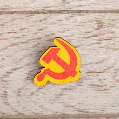 Wooden badge "USSR" 5 x 6.8 cm