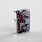 Lighter "Wise tiger" in metal box, with silicon, petrol, 6x8 cm
