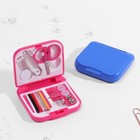 Sewing kit in folding plastic box, color MIX