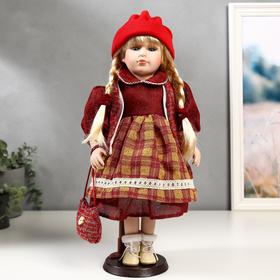 Кукла коллекционная керамика "Марина в бордовом платье в клетку" 40 см в Донецке