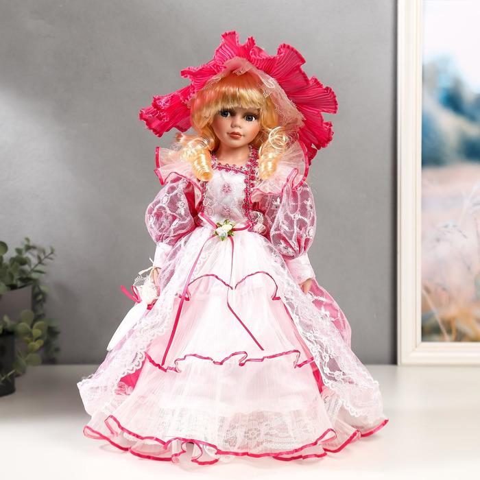Кукла коллекционная керамика "Леди Виктория в розовом платье" 40 см - фото 257007