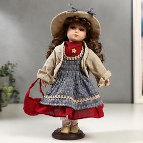 Кукла коллекционная керамика "Кристина в синем платье и бежевой курточке" 30 см в Донецке