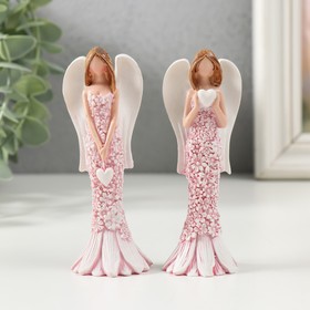 Сувенир полистоун "Ангел в цветочном платье с сердцем" МИКС 10х3,8х3,2 см