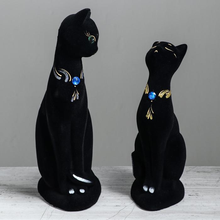 Копилка "Кошки Парочка", покрытие флок, чёрная, 31 см - РусЭкспресс