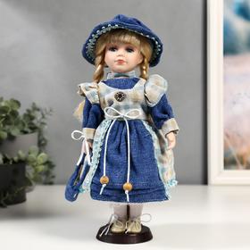 Кукла коллекционная керамика "Алиса в джинсовом платье с клетчатой накидкой" 30 см в Донецке