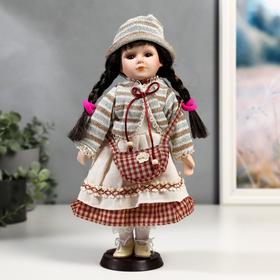 Кукла коллекционная керамика "Василиса в белом платье с деталями в клетку" 30 см в Донецке