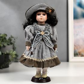 Кукла коллекционная керамика "Валя в платье в полоску и вязанном жилете" 30 см в Донецке