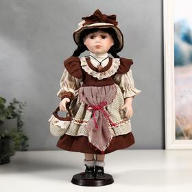 Кукла коллекционная керамика "Рита в бордовом платье с передником" 40 см в Донецке