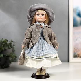 Кукла коллекционная керамика "Лиза в голубом кружевном платье и серой курточке" 40 см в Донецке