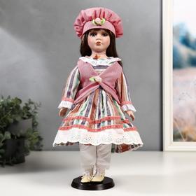 Кукла коллекционная керамика "Катя в платье в полоску и розовом жилете" 40 см в Донецке