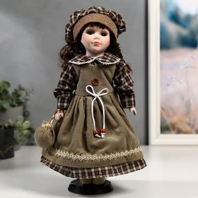 Кукла коллекционная керамика "Ника в оливковом сарафане и платье в клетку" 30 см в Донецке