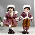 Кукла коллекционная парочка набор 2 шт "Ника и Паша в нарядах с мехом" 30 см - фото 257355
