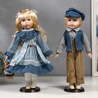 Кукла коллекционная парочка набор 2 шт "Вера и Сережа в голубых нарядах" 40 см - фото 2594915