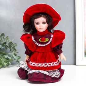Кукла коллекционная керамика "Малышка Ксюша в платье цвета вина" 20 см в Донецке
