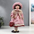 Кукла коллекционная керамика "Машенька в розовом платье и бежевой накидке" 40 см - фото 257471