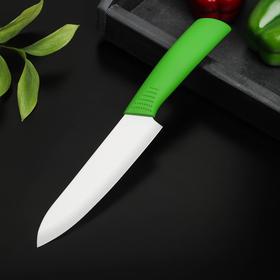 Нож керамический «Симпл», лезвие 15 см, ручка soft touch, цвет зелёный