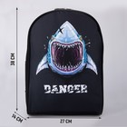 Рюкзак молодёжный 27х14х38, Danger, акула, чёрный - фото 107712791