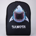 Рюкзак молодёжный 27х14х38, Danger, акула, чёрный - фото 107712795
