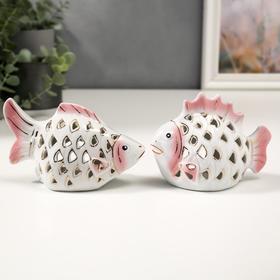 Сувенир керамика "Рыбки ажурные" набор 2 шт 10х14 см