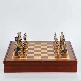 Шахматы сувенирные "Морское сражение" (доска 36х36х6 см, h=8 см, h=6.5 см)