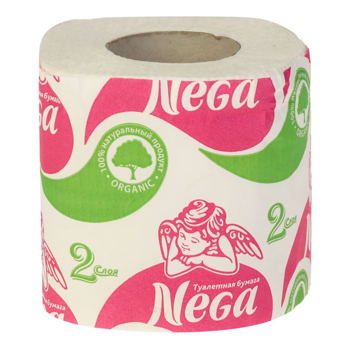 Туалетная бумага Nega, 2 слоя, белая, 1 шт./48