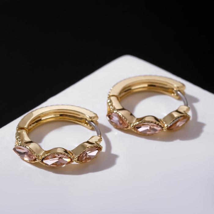 Серьги-кольца "Восток" абу-даби, d=2 см, цвет розовый в золоте - фото 3335908