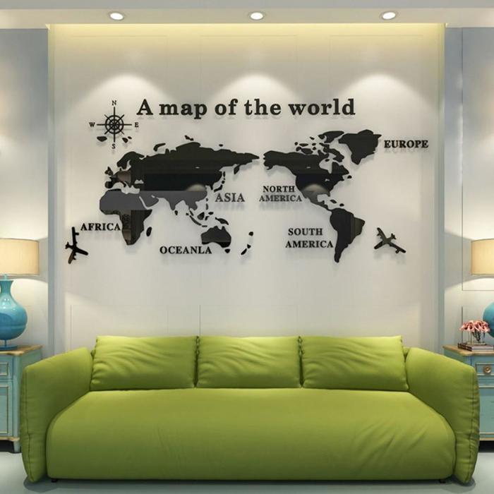 Декор настенный "Карта мира", 105 х 230 см - фото 1022880