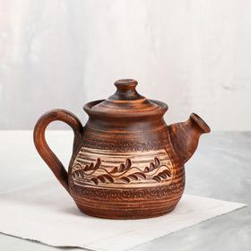 Чайник для заварки "Гончарный", ангоб, красная глина, 0.8 л