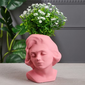 Кашпо "Голова девушки", розовый цвет, керамика, 23 см