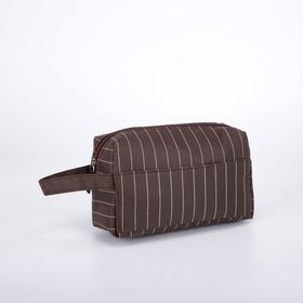 Cosmetic bag dor L- 8066, 21 * 8 * 13, zippered, n / pocket, brown stripes