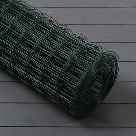 Сетка сварная, 1,5 × 10 м, ячейка 50 × 50 мм, d = 1,6 мм, металл с ПВХ покрытием, зелёная