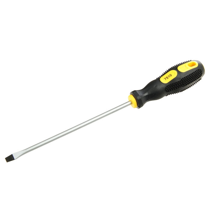Отвертка шлицевая, SL 5х125 (-) 5&quot;, подвес, комбинированная ручка черная с желтым