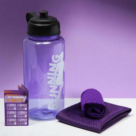 Набор спортивный Running, для бега: бутылка, полотенце, носки one size, календарь тренировок