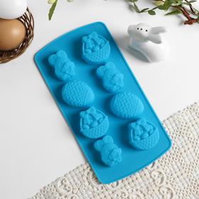 Силиконовая форма для выпечки «Пасхальная композиция», синяя, 11.6 × 22.5 см