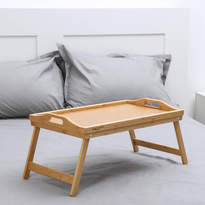 Столик-поднос для завтрака со складными ножками, 50×30×23 см, бамбук - фото 1076250