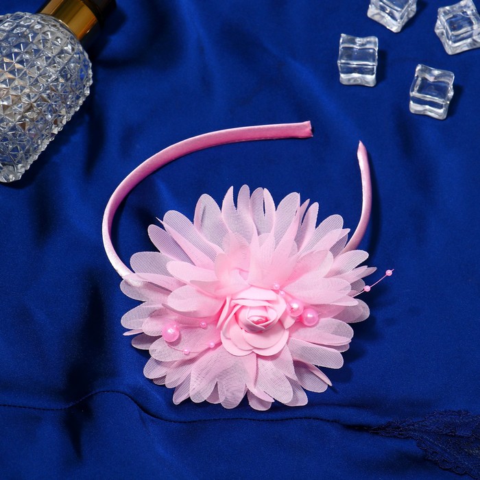 Ободок для волос "Рози" розочка, 0,5 см, розовый - фото 3344441