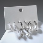 Серьги набор 3 пары "Юность" жемчужные сердечки, цвет белый в серебре - фото 6714715