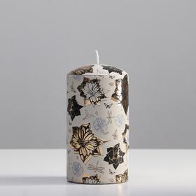 Свеча - цилиндр "Кленовый лист", 7х13 см, белый