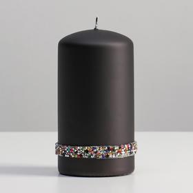 Свеча - цилиндр со стразами "Гламур", 7х13 см, черный