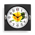 Wall clock, series: Flowers of "rose yellow" 15x15 cm