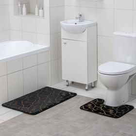 {{photo.Alt || photo.Description || 'Набор ковриков для ванны и туалета Доляна «Вензель», 2 шт: 40×50, 50×80 см, цвет чёрный'}}